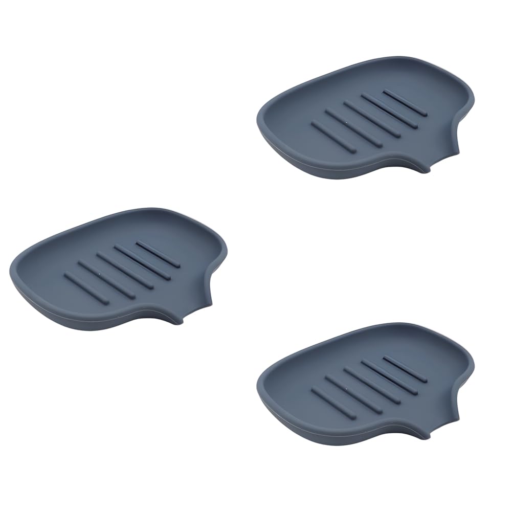 Vjsujehgy Self Draining Soap Dish, Quick Drain, Bathroom Soap Dish Silicone Soap Tray for Kitchen Dark Gray