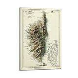 JIYAYCU Korsika-Karte, Retro-Reliefkarte, Poster, 