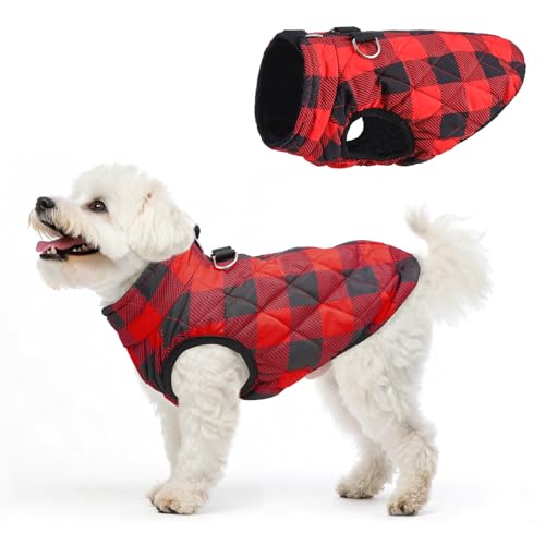 Image of SCENEREAL Dog Winter Coat - Warm Jacket with Built-in Harness | Waterproof, Fleece Puffer Vest for Small to Medium Dogs, Windproof, Snow Clothes