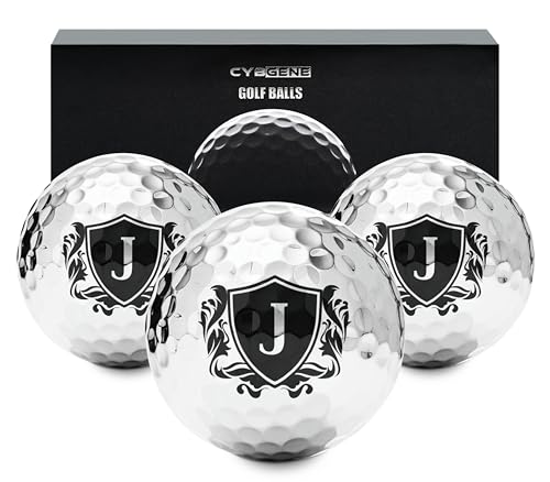CybGene Personalised Golf Balls for Men Unique Golf Gifts Cool Accessories for Golfers Golf Lovers for Birthday and Christmas Silver J