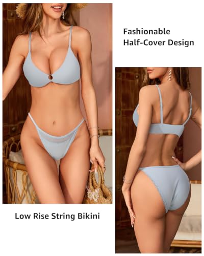 Image of LEVAO Cotton Underwear for Women, Lace Cut Out String Bikini Panties S-3XL | 95% cotton, Sexy string bikini underwear for leggings, jeans, dresses and daily wear comfort