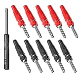 10 Stück Bananenstecker 4mm – Nickelbeschichtet/Cr-Mo Stahl/Lötfrei – Kompatibel mit 2-3mm Schrauben – Für Elektronik, Lautsprecher & Ingenieure