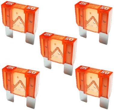 5 x Flat 50A MAXI Blade Fuse - 32V / Red
