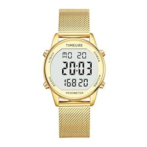 Women’s Step Counter Pedometer Watch with Stainless Steel Bracelet, Stylish Design, No App, No Charging Needed for Step, Calorie, Distance, Alarm, Countdown Timer,TU-2401