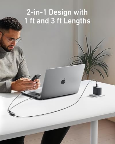 Anker 2 in 1 USB C to USB C Cable 4 ft Braided） - vue 7
