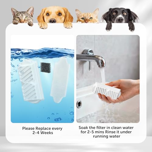 Image of (18 Pack) 6 Sets Ceramic Cat Water Fountain Replacement Filters, Pet Fountain Replacement Filters for 2.2L /74OZ Ceramic Fountain(White)