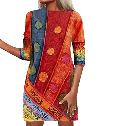 Robe de mode festive décontractée imprimée à manches longues en coton