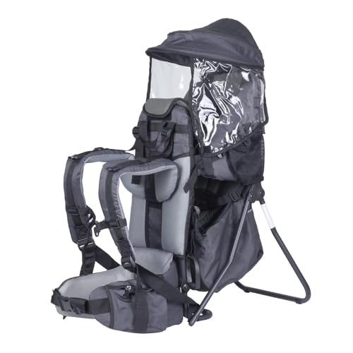 Teckcool Portador de crianças, mochila de caminhada para bebés com cobertura de chuva para crianças e crianças, protetor de toldo, suporta até 50 libras, Preto