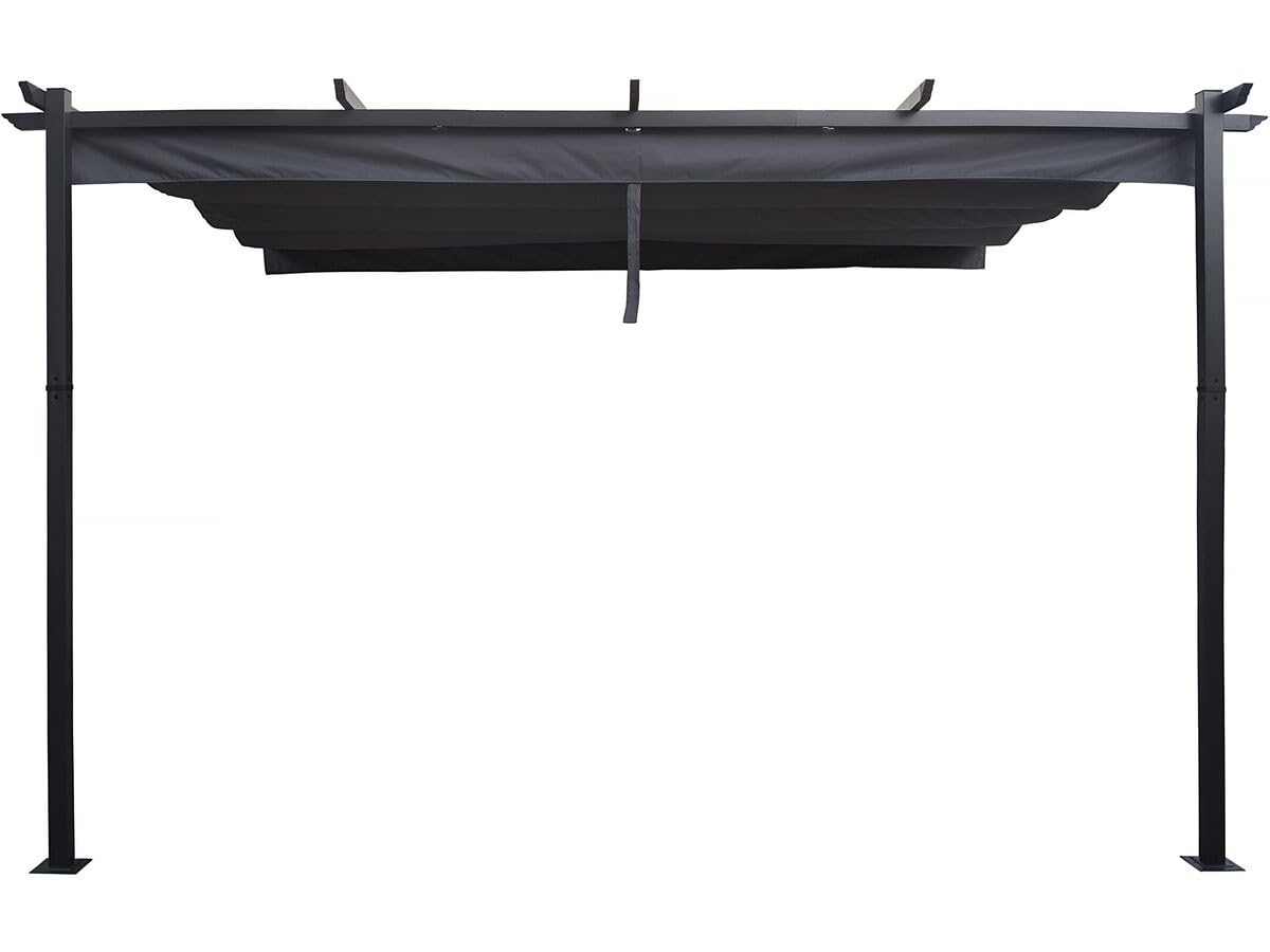 Pergola adossée en Aluminium avec Toit rétractable- 3 x 4 m - Gris