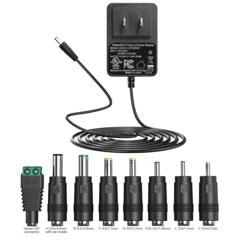 6V DC Power Adapter Charger 6V Power Supply Universal AC Adapter Power Cord with 8 Interchangeable DC Plug for 100mA 300mA 400mA 500mA 600mA 700mA 800mA 900mA 1000mA 1500mA 2000mA Equipment (DC6V-2A)