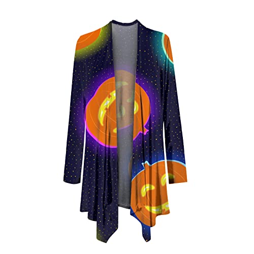 Generisch Herbstjacke Sale, Hoodie Damen Sale, Damen Übergangsjacke Winterjacke Damen Casual Halloween Print Langarm Top Strickjacke Jacke Pullover Mantel Top Schöne Strickjacken Damen, Sale Angebote