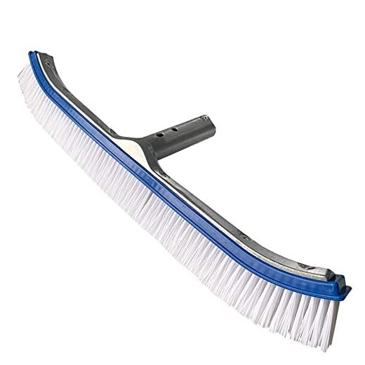 FLY HAWK Swimming Pool Wall Tile Brush,18" Polished Aluminum Back Pool Scrub Brush Head Designed for Cleans Walls, Tiles & Floors, Nylon Bristles Algae Pool Brush Head with EZ Clips (0.5 FT)