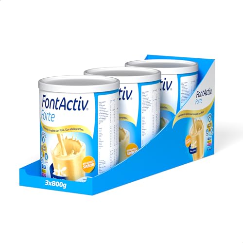 FontActiv Forte Vainilla 3PACK | 3 Botes de 800g | Suplemento Nutricional con Fibra para Adultos - 0% Azúcares añadidos - Amazon Exclusive