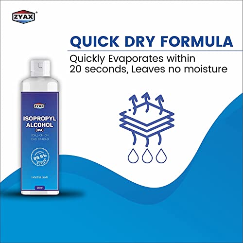 Image of ZYAX Iso-Propyl Alcohol 99.9%, IPA [(CH3)2-CH-OH] CAS: 67-63-0, Pure Laboratory Grade 250ml (2 pack)
