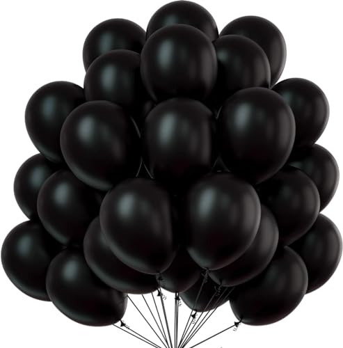 50x Luftballons schwarz - Ø 35 cm für Geburtstag & Hochzeit & Party & Kindergeburtstag - Luft & Helium als Dekoration