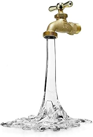Hand Blown Custom Glass Art Pipe Hose Bib Faucets Sculpture Water Brass
