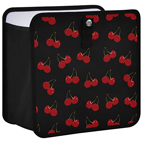 Image of Red Cherry Car Trash Can, Foldable Hanging Car Trash Bag, Small Waterproof Car Accessories Garbage Bin
