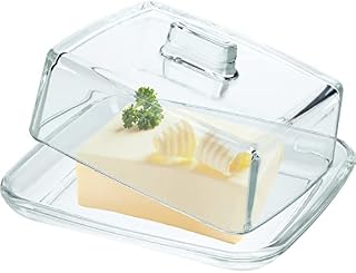 KADAX Glass Butter Dish with Lid and Handle, Transparent Butter Keeper, Rectangular Butter Container, Butter Plate, Butter Box, Butter Holder, Butter Tray