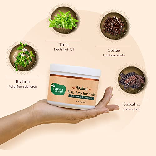 Image of Mother Sparsh Brahmi Anti Dandruff Hair Lep for Kids | Hair Mask With Ayurvedic Herbs & Extracts | Soothes Dry, Itchy Flaky Scalp | Promotes Healthy Hair Growth | 100g