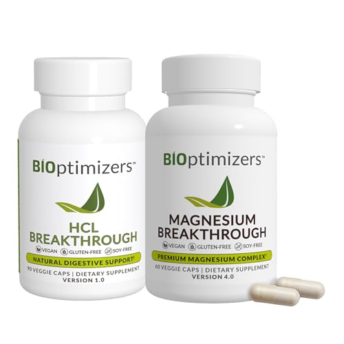 BiOptimizers - Magnesium Breakthrough (60 Capsules) and HCL Breakthrough (90 Capsules) Supplement Bundle