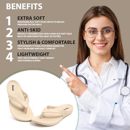 Image of DOCTOR HEALTH SUPER SOFT Women Lightweight EVA Flip Flops | Soft Cushioned Anti-Slip Slippers | Comfortable Casual Sandals for Indoor Outdoor Everyday Wear