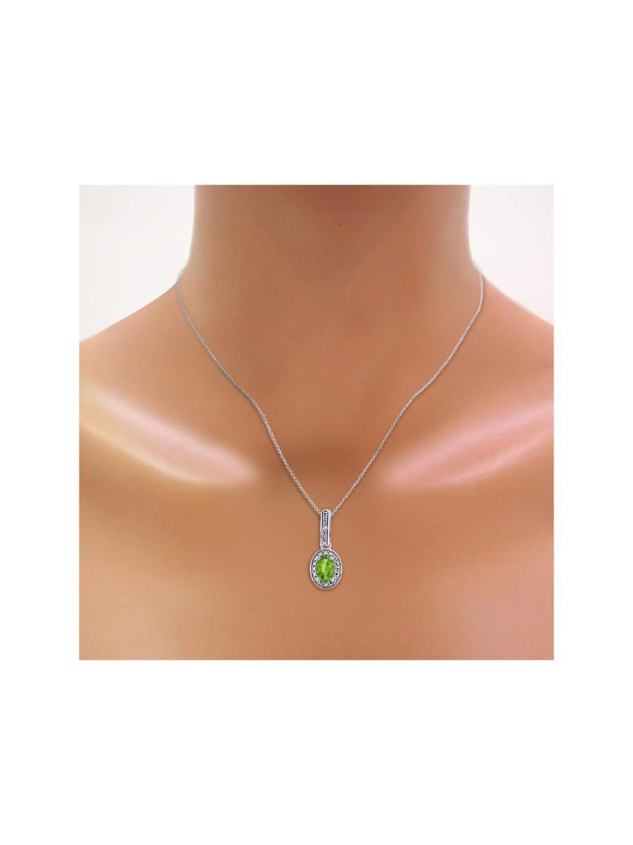 Diamant- und Halbedelstein-Halskette mit Peridot-Halskette aus Sterlingsilber, atemberaubender Halo-Designer, Peridot