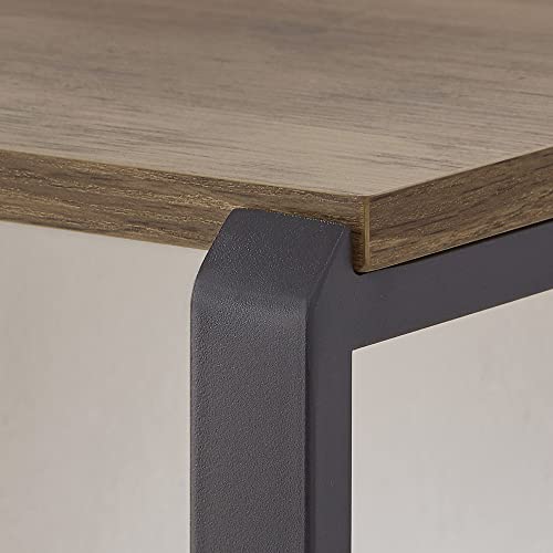 FOLUBAN Small Bookshelf, 3 Tier Open Book Shelf, Rustic Wood and Metal Shelving Unit for Small Space, Oak