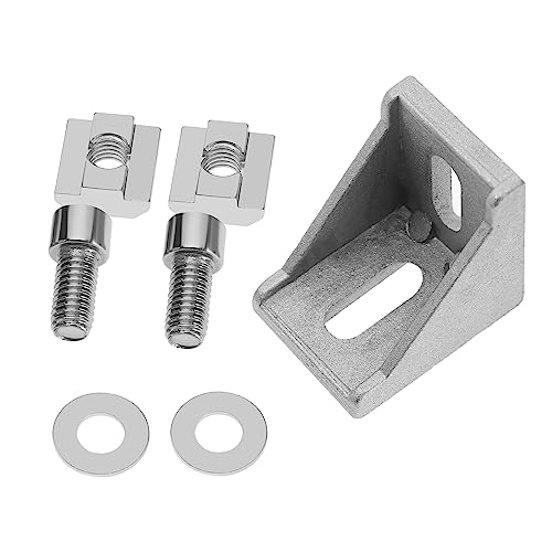 The Lord of the Tools 10Pcs 3030 Corner Mounting Brackets Aluminium Angle Mounting Brackets with M6 Screws T-Slide Nuts Washers Accessories for Furniture Building Industry Silver