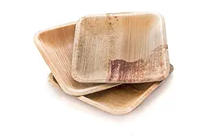 Somani Areca Leaf Plate - Disposable, Natural and Biodegradable Plate - (Square, 6 * 6 Inches Plate) - Pack of 25
