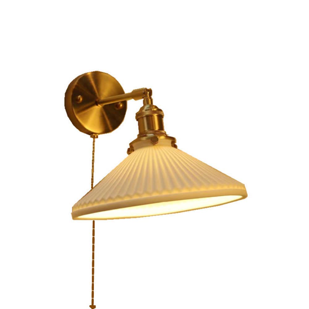 RXPVUXE Nordic Sconce Lighting Modern Brushed Brass with On/Off Switch, Ceramics Shade Reading Wall Light Fixture Adjustable Bedside Wall Sconces for Living Room Bedroom Bedside,Gold