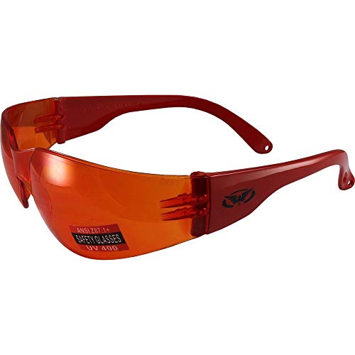 Global Vision Rider Safety Motorcycle Riding Sunglasses Orange Frame Orange Lens Z87.1