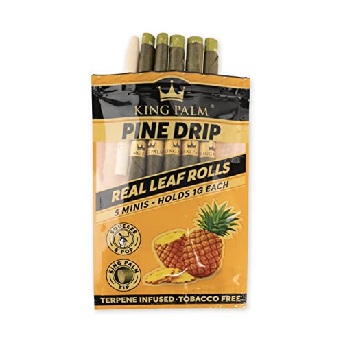 King Palm Mini Size Cones - (Squeeze & Pop Pre Rolls) - Natural Pre Rolls Palm Leafs - Organic Rolls - Flavored Pre Rolled Cones - Flavored Cones - (Pine Drip, 1 Pack (5 Rolls))