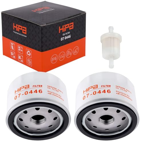 Hipa 49065-7007 Oil Filter Replace for Kawasaki 492932S 696854 FR600V FR691V FR651V FR730V FS730V FS651V FS600V FR541V FX600V FX730V FS481V 4 Cycle Engine with 691035 Fuel Filter (Pack of 2)