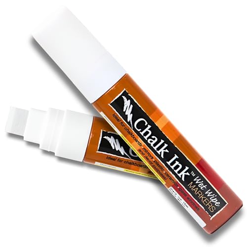 Chalk Ink White Chalkboard Markers - Broad Tip Professional Liquid Chalk Markers - Long Lasting Colors & Easy to Clean (15mm, Chalk White)