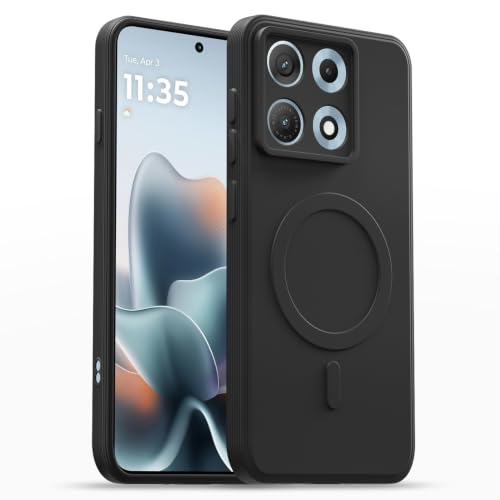 Image of Outlouders Back Cover for Motorola Moto Edge 70 Max 5G | Soft Matte Silicone | Slim Fit | Magnetic-Safe Logo Design (Magnetic-Safe Not Compatible) | Shockproof | Camera Protection Bumper Case (Black)
