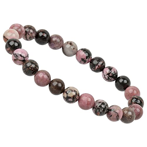 ELEDORO PowerBead Bracelet élastique en perles de rhodonite Rose 8 mm Cover