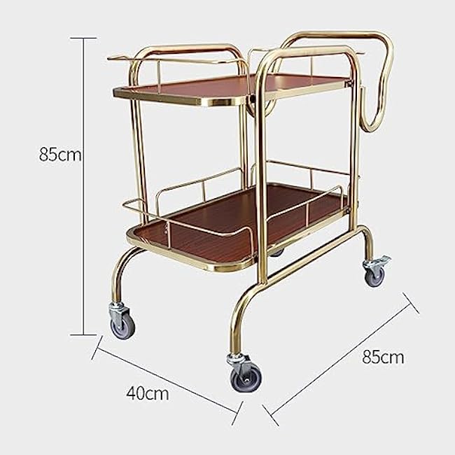 2 Tiers Kitchen Trolley, Kitchen Cart On Wheels, Large Capacity Kitchen Rolling Storage Cart, Serving Trolley with Wine Rack, Metal-oziqKuXu