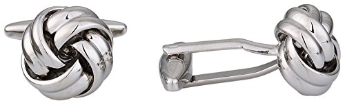 Classic Silver Knot Cufflinks For Wedding With Travel Presentation Jewelry Box Business Shirt Cufflinks #TOP1