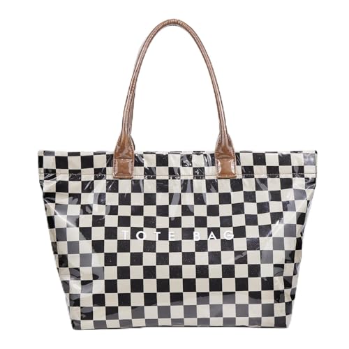 Bolso Tote Cuadrillé Grande para Mujer