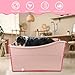 FHTONGE 49Gal/186L Collapsible Extra Large Dog Bathtub with Drainage, Thicken Portable Shower Bucket for Big Dog Indoor/Outdoor Bathing Camping, Freestanding Surround Pet Large Soaking Barrel Pink