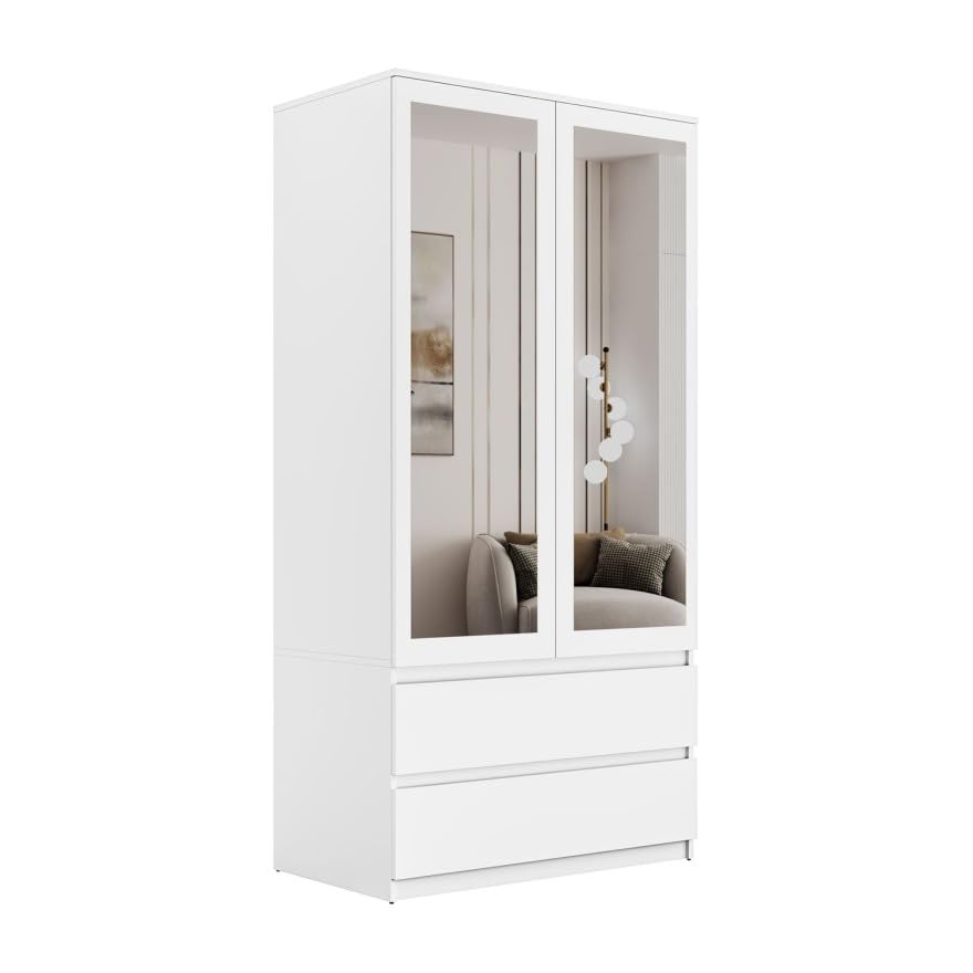 Lookway Kleiderschrank HANA SS-90 Weiß mit 2 Türen