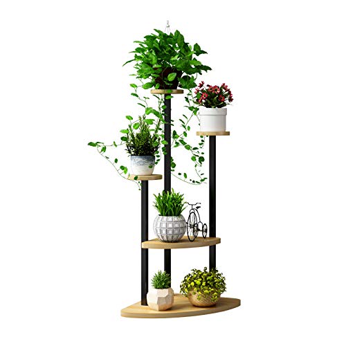 ZLBIN étagère Plante,Bois Console Metal Support Plante,résistant Rouille Lisse imperméable 4 Étage Design Etagere Plante,Fleur Pot Porte Plante Deco,B Cover