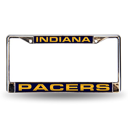 Rico Industries NBA Indiana Pacers - Black Insert Laser Cut Inlaid Standard Chrome License Plate Frame