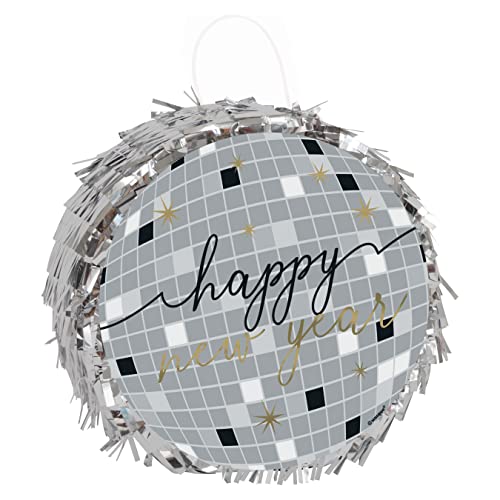 Unique 48006 - Mini Disco Ball Pinata Favour Decoration - Disco New Year Party - 1 Count (Pack of 1), Silver