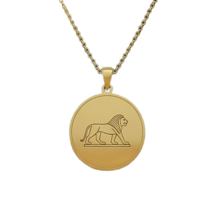 Collier lion égyptien gravé à la main, bijou de luxe en argent 925 plaqué or durable