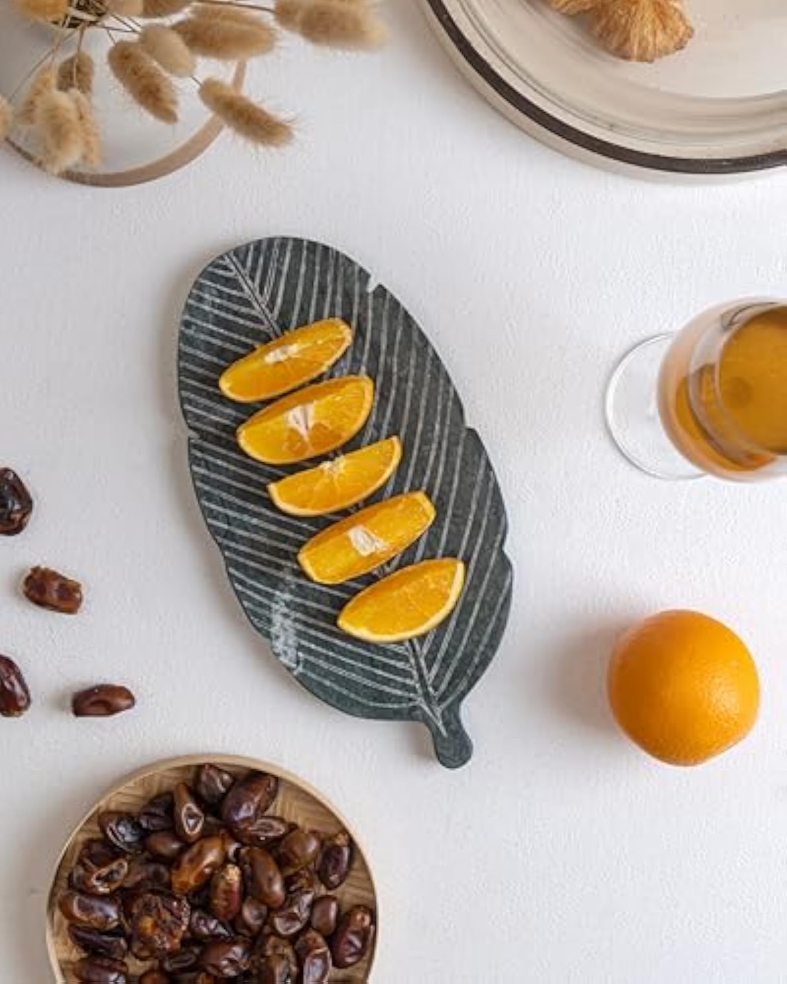 Marble Leaf Green Platter, Premium Serving Platter