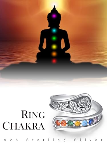 KINGWHYTE 7 Chakra Ring 925 Sterling Silver for Women Mom Yoga Lover — photo 5