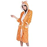 NC Erwachsene Winter Coral Samt Kapuzenrobe Damen Flanell Morgenmantel Panda Stitch Tier Bademäntel Herren Lange Bademäntel (Groß) (C Large)