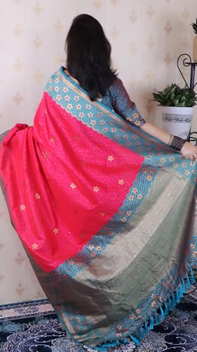 Image of SGF11 Women's Kanjivaram Pure Handloom Soft Silk Saree With Blouse Piece