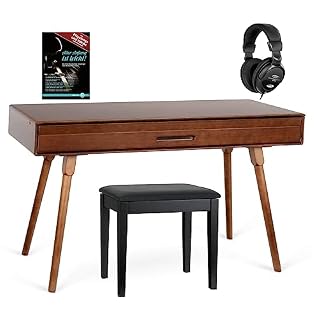 Classic Cantabile DP-730 WN Piano noyer set – numérique 88 touches clavier pondérée action de marteau – Table avec piano électrique intégré – Banc, Casque et pédalier inclus – USB MIDI et prise casque - Les Beatles, Paul McCartney, John Lennon, RIngo Starr, George Harrison